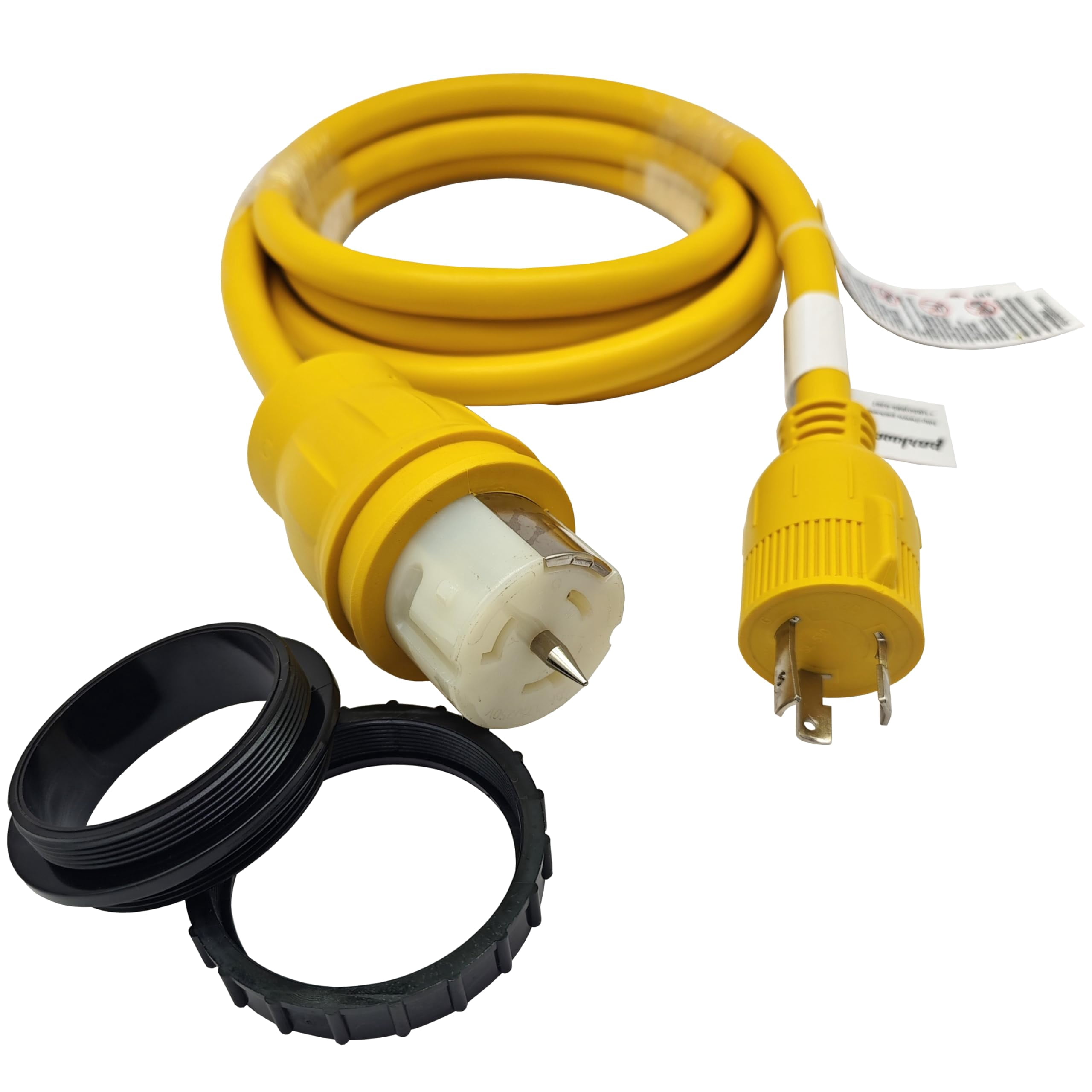 Parkworld 64859 Generator Adapter NEMA L5-30P 30A Male to Transfer Switch SS2-50R/CS6364 50A Shore Power Female with Locking Ring (10FT)
