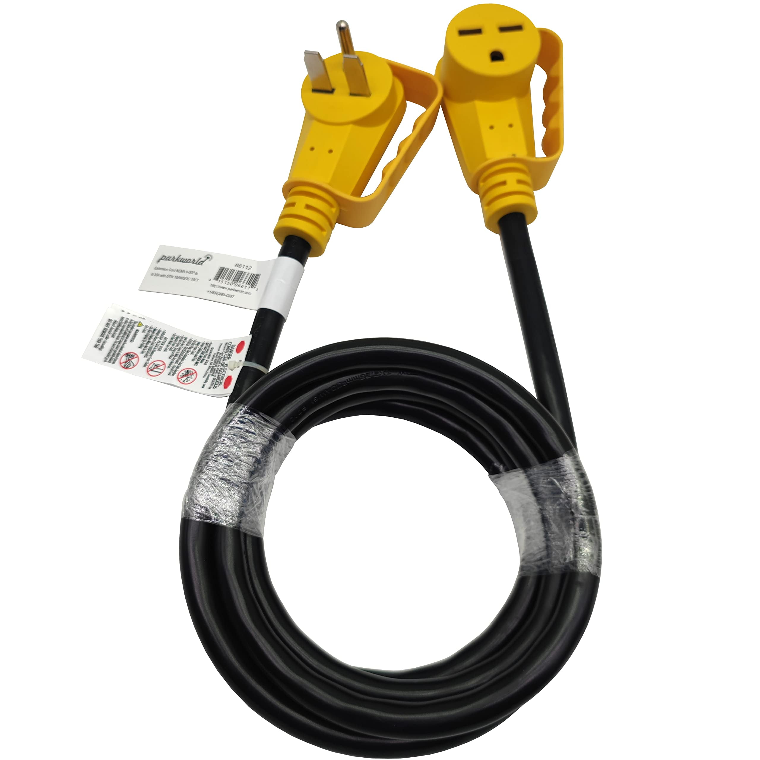 Parkworld 66129 NEMA 6-30 Extension Cord for Workshop and EV Charger, 3-Prong, 30 AMP, 250 Volts, 7500 Watts (15FT)