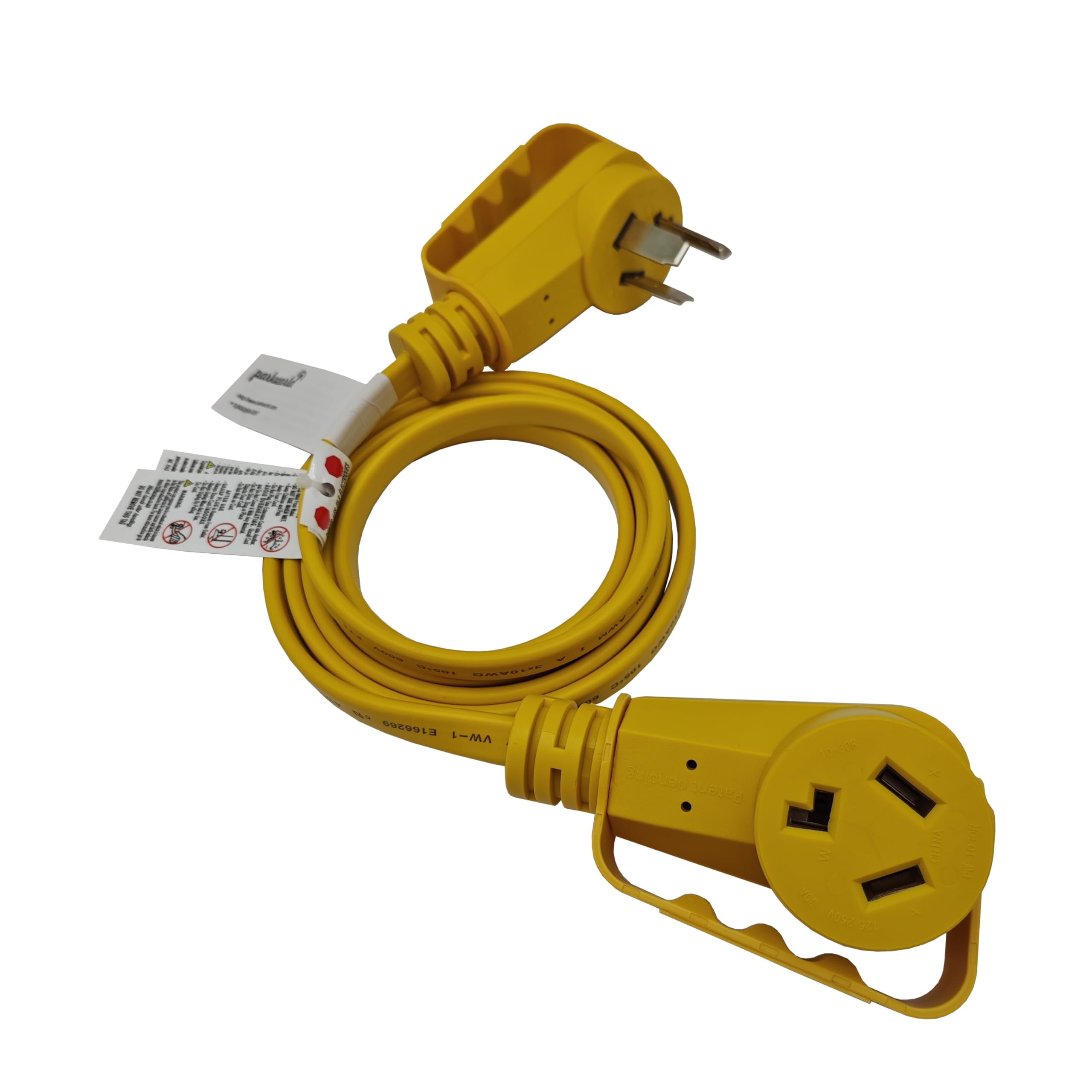 Parkworld 67478 EV Extension Cord, Dryer 3-Prong NEMA 10-30 Flat Extension Cord, EV 10-30P to 10-30R, 30A, 125V/250V, 7500W (8FT)