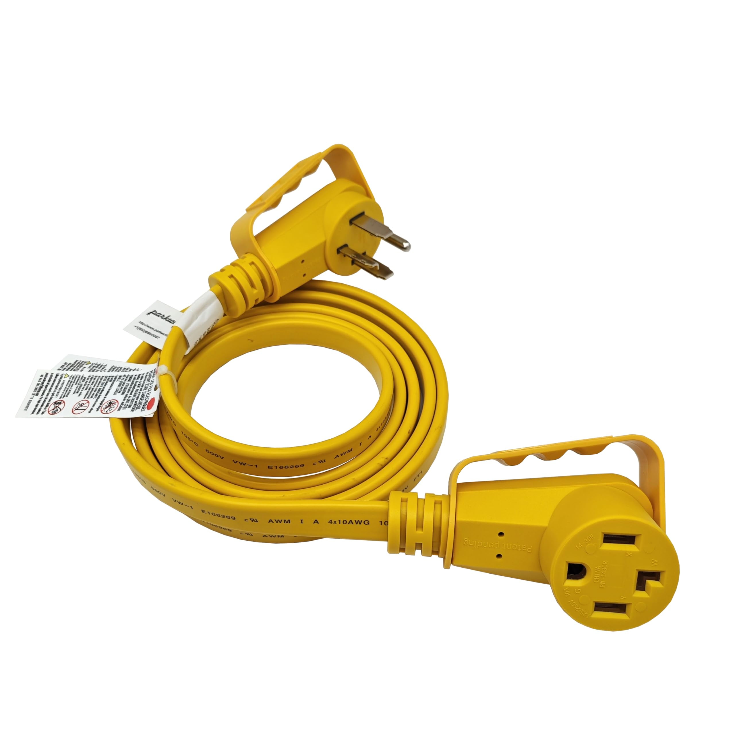 Parkworld 67485 EV Extension Cord, Dryer 4-Prong NEMA 14-30 Flat Extension Cord, EV 14-30P to 14-30R, 30A, 125V/250V, 7500W (10FT)