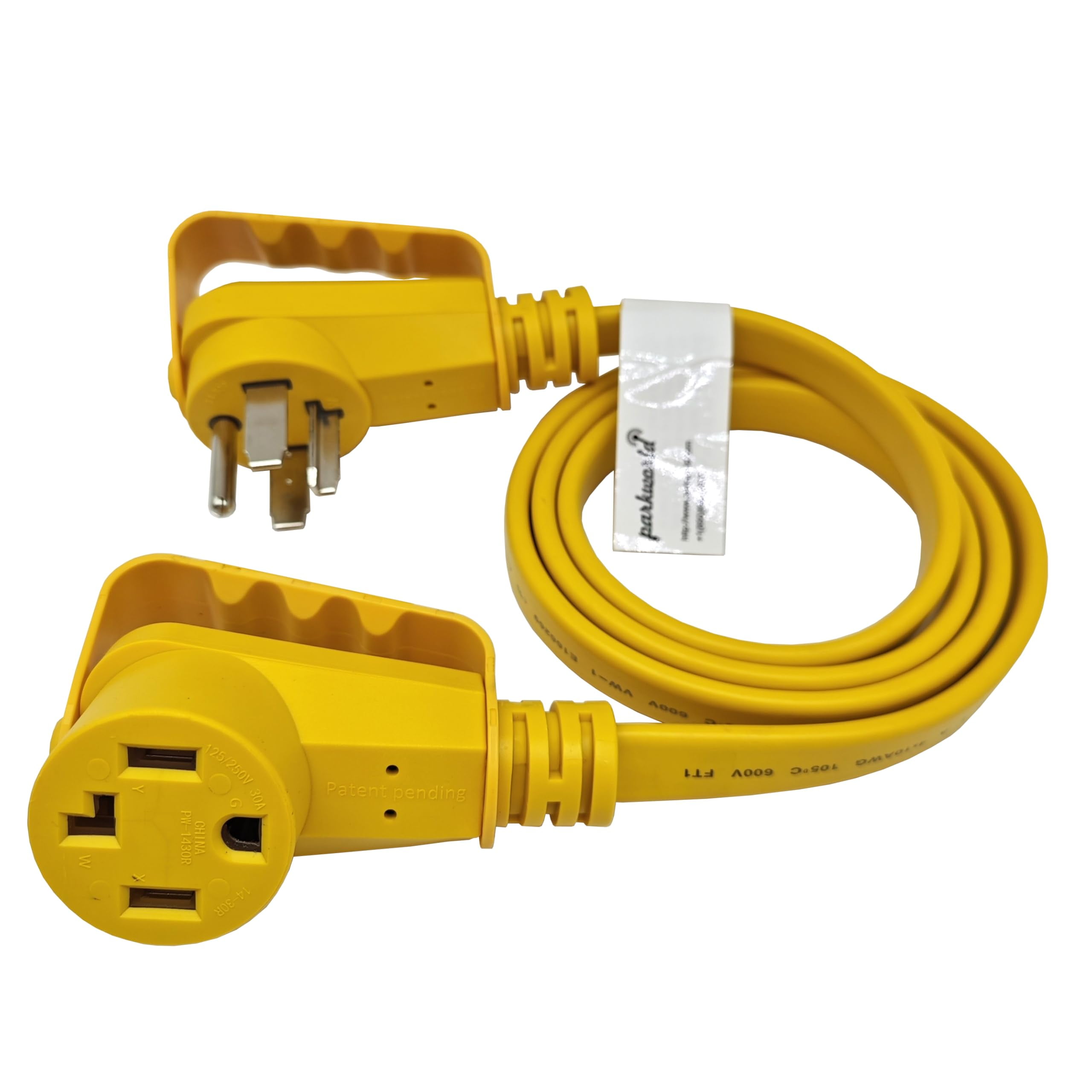 Parkworld 67492 EV Extension Cord, Dryer 4-Prong NEMA 14-30 Flat Extension Cord, EV 14-30P to 14-30R, 30A, 125V/250V, 7500W (6FT)