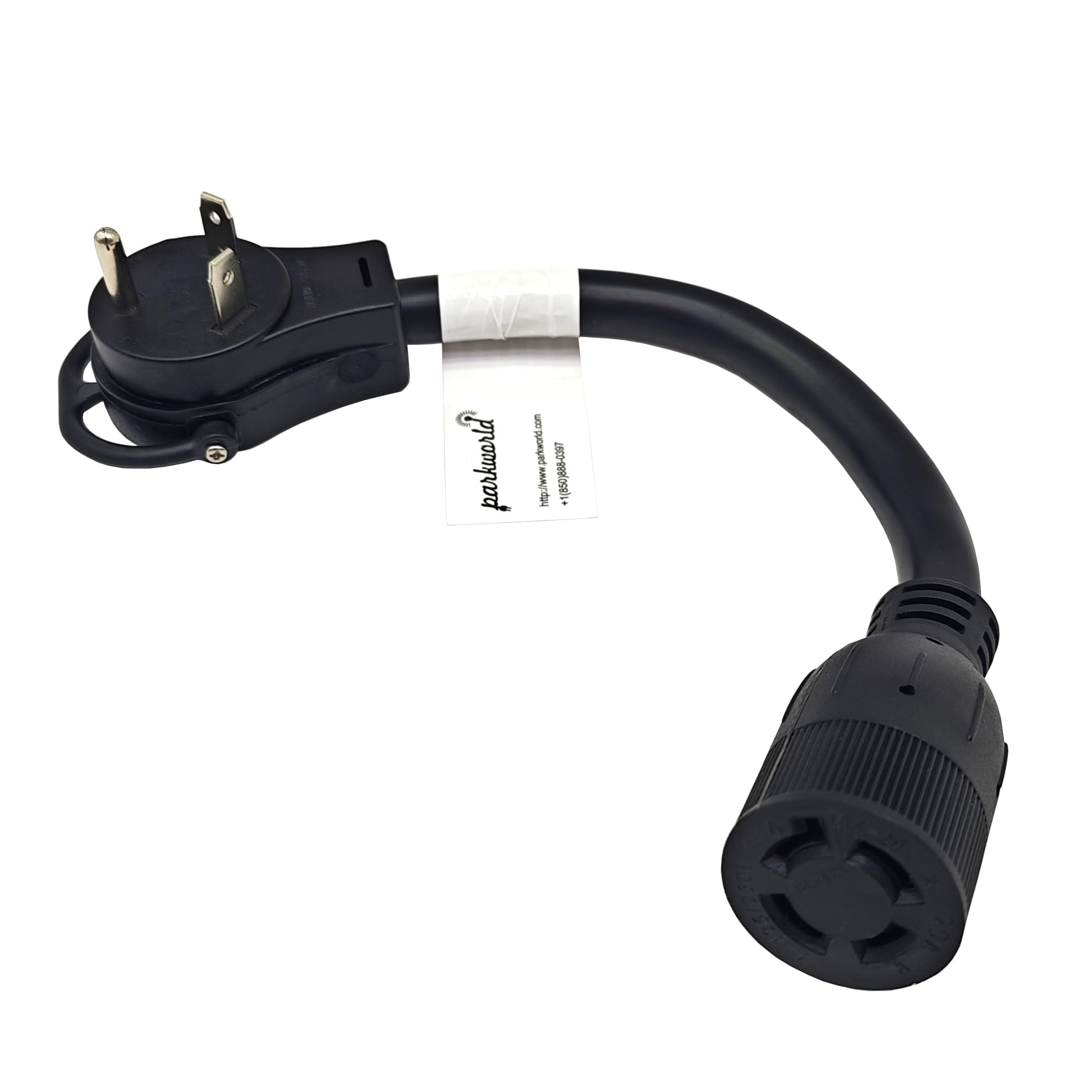 Parkworld 67515 NEMA TT-30P to L14-20R Adapter Cord, RV 30A TT-30 Male Plug with Handle to Generator 20A 4-Prong L14-20 Female Receptacle