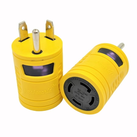 Parkworld 67867 NEMA TT-30P to L14-30R 1-Piece Adapter, RV 30A TT-30 Male Plug to Generator 30A 4-Prong L14-30 Female Receptacle