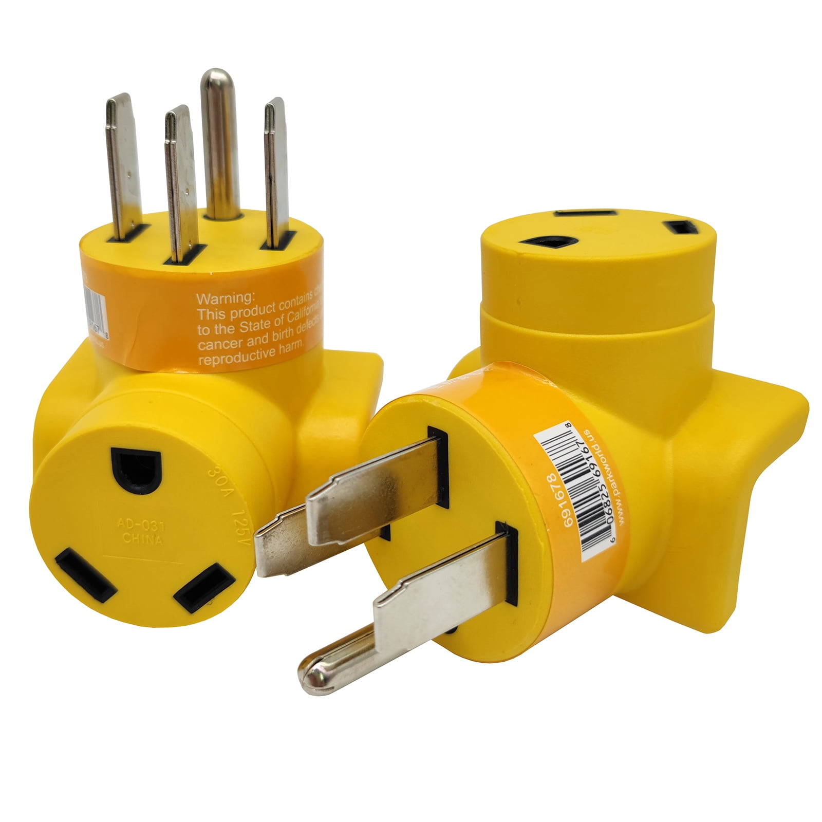 Parkworld 691678 RV Adapter 50A 14-50P male plug to 30A TT-30R female receptacle, right angle