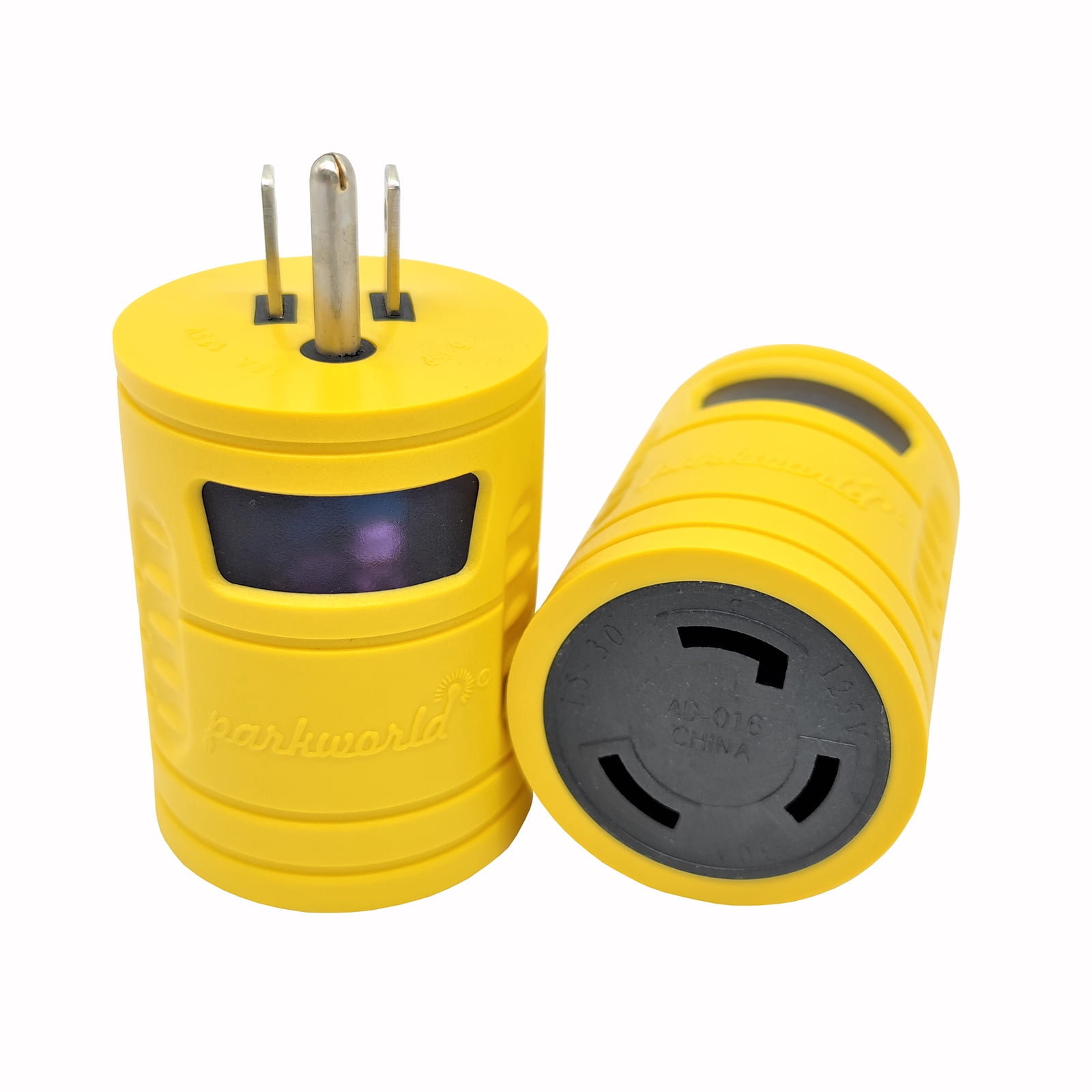 Parkworld 691753 Adapter General 3-Prong 15 AMP 5-15P Male to Generator 3-Prong 30 AMP Locking L5-30R Female