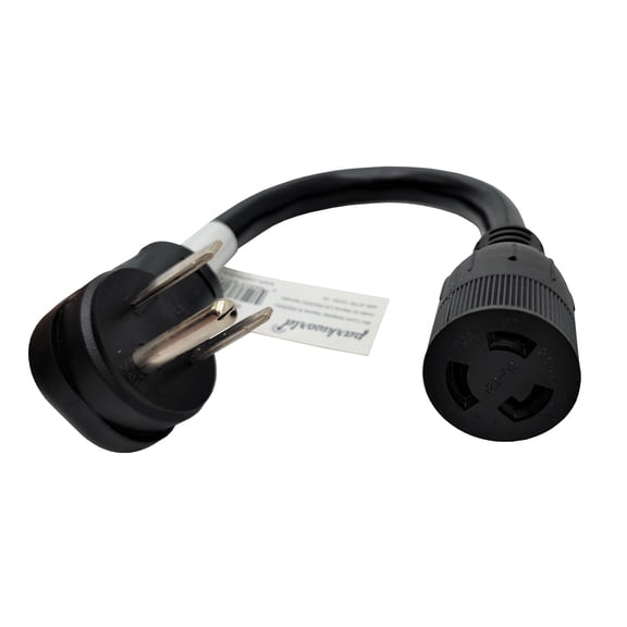 Parkworld 691838 Adapter Cord Welder 50 Amp 6-50P Male right angle to 20 Amp L6-20R Locking Connector Female