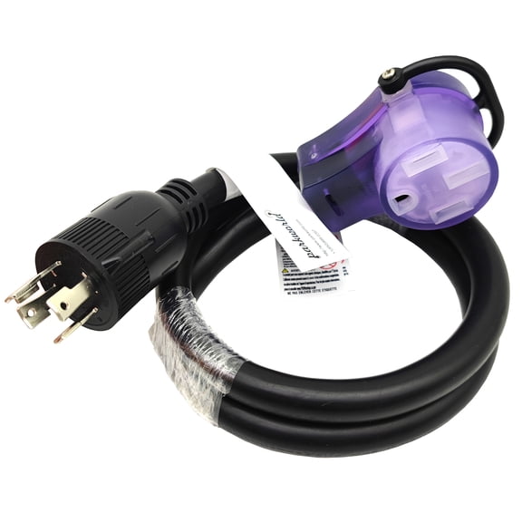 Parkworld 691845A Power Adapter cord 4-Prong Generator 30A Locking L14-30P Male to RV 50 AMP 14-50R Female with Handle (4FT)