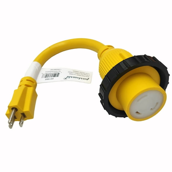 Parkworld 691968 Shore power adapter Household 15A 5-15P to RV/Marine 30A (Adapter Cord, 12 inches)