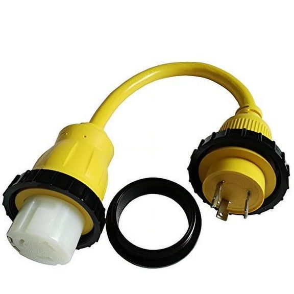 Parkworld 692002 Shore Power Adapter Cord RV 30A L5-30P male to Marine 50A SS2-50R female (two hots bridged)