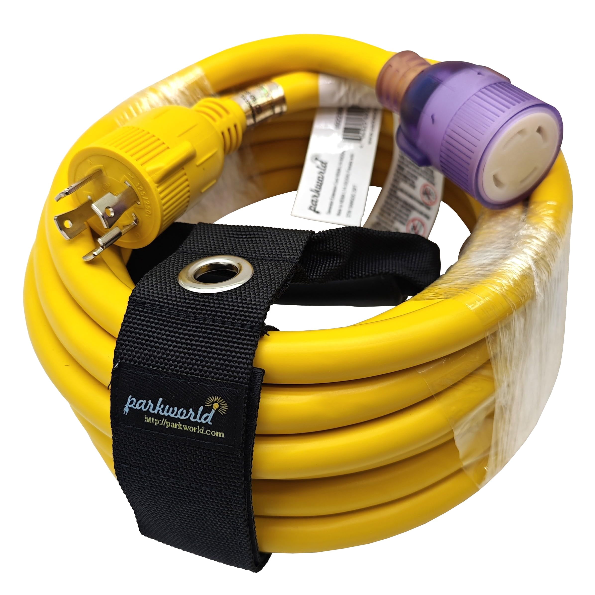 Parkworld 692286Y UL Listed 30amp 4 Prong Generator Extension Cord, NEMA L14-30P to L14-30R Female with Lighted. (25 Feet)