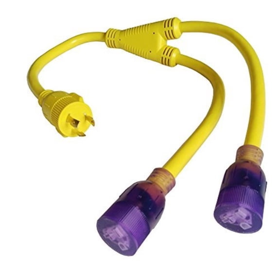 parkworld 692330 30 amp generator splitter y adapter cord 3-prong locking l5-30p male to two 5-20r(5-15r) female