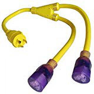 Parkworld 692330 30 AMP Generator Y Adapter 3 Prong Locking L5 30P Male to Two 5 20R Female