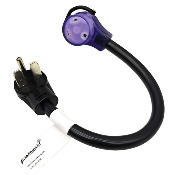 Parkworld 78837 AC Power Adapter Cord NEMA 6-30P Male to TT-30R RV 30A Outlet, 125 Volt 1.5FT