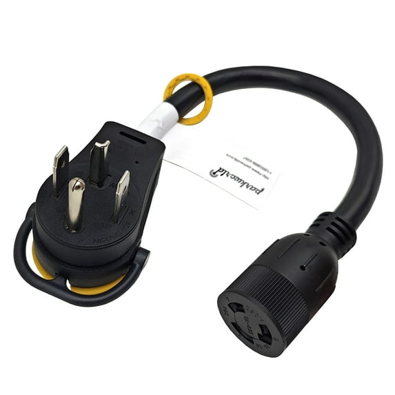 Parkworld 79445 Dryer Piggy-Back Adapter Splitter Cord NEMA 14-30P to 14-30R 30A 125V/250V & L6-20R 20A 250V 1.5 Feet