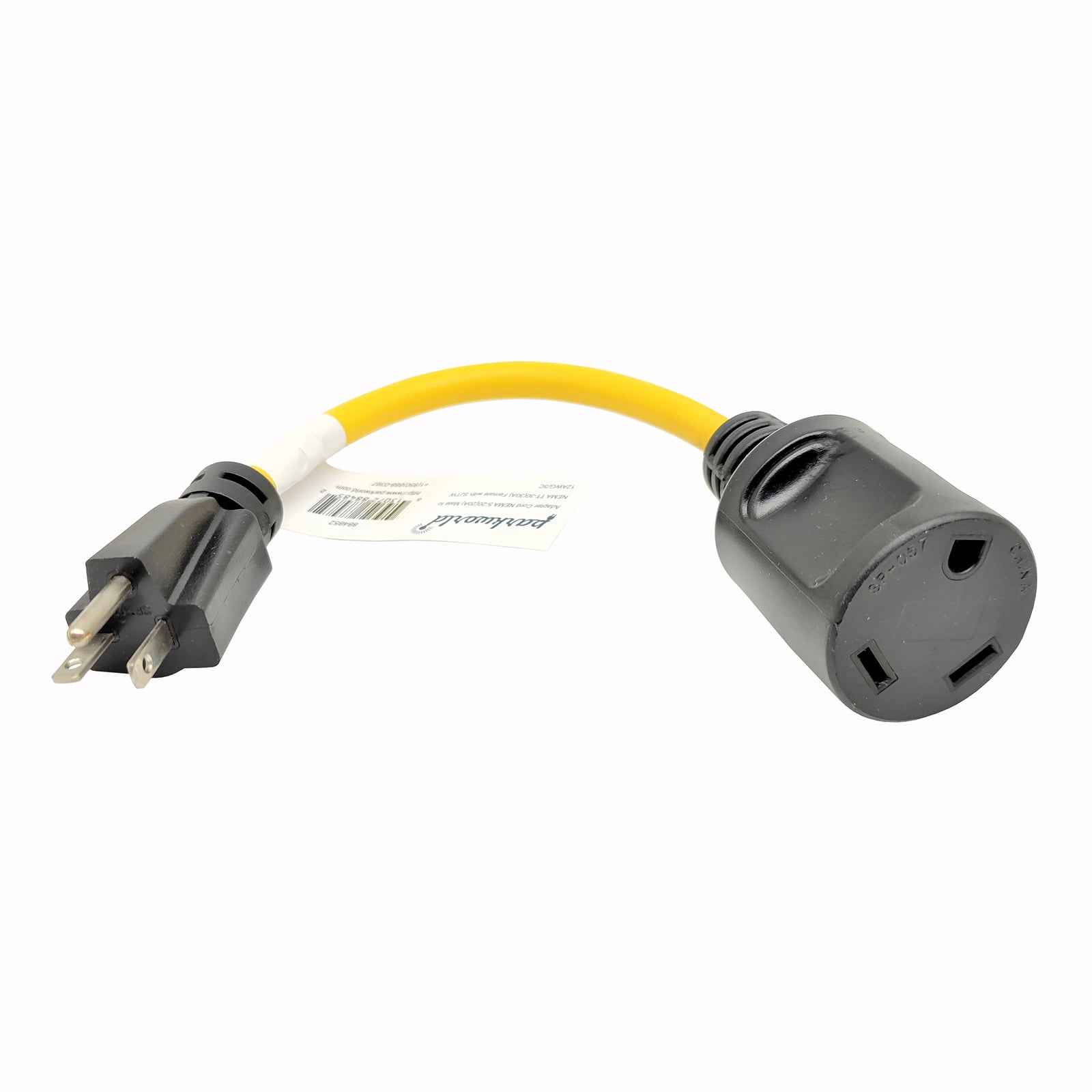 Parkworld 884852 RV pig-tail Generator 20A Male to RV 30A Female Adapter Cord, NEMA 5-20P to TT-30R (1FT)
