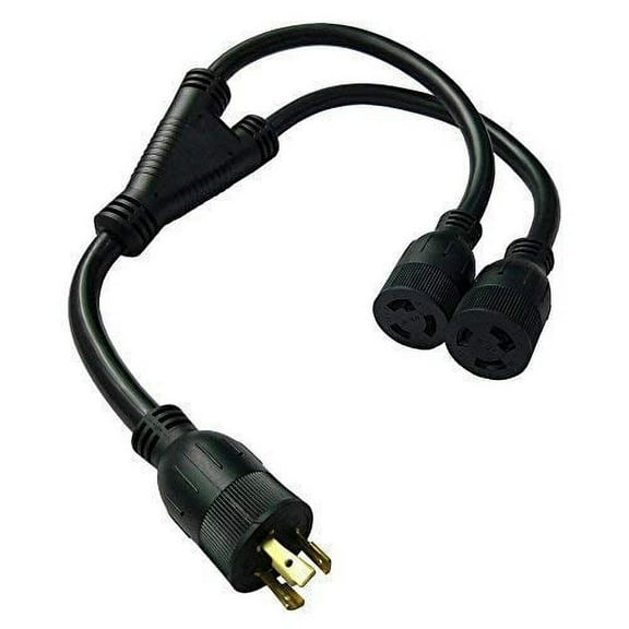 Parkworld 885187 Splitter L6-20 Plug to (2) L6-20 Receptacle, L6 Twist Lock 3-Prong 20 AMP Y Adapter cord