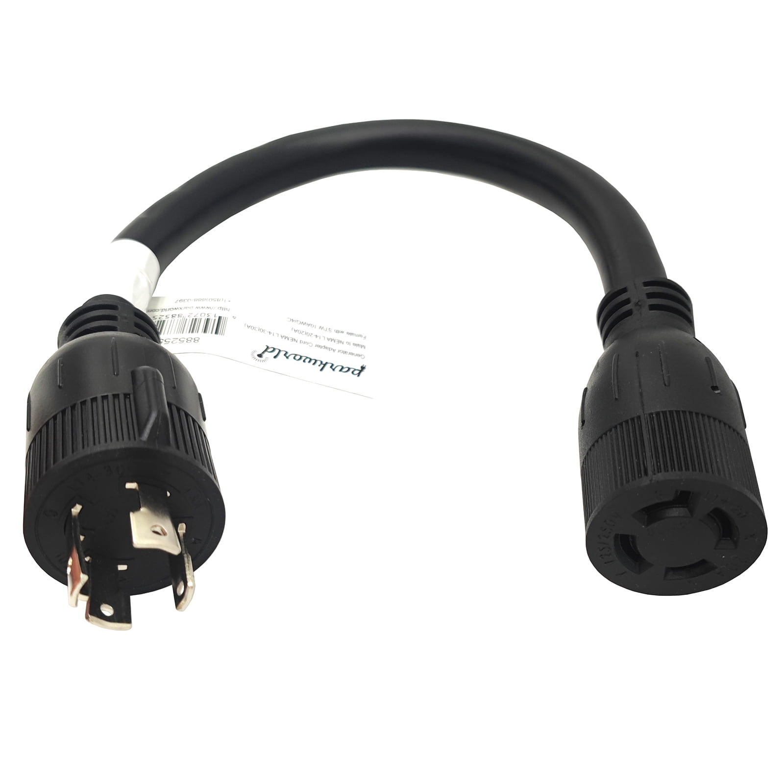 Parkworld 885255 Generator Adapter Cord 4-Prong Locking 30 AMP L14-30 Plug to 20 AMP Locking L14-20 Receptacle