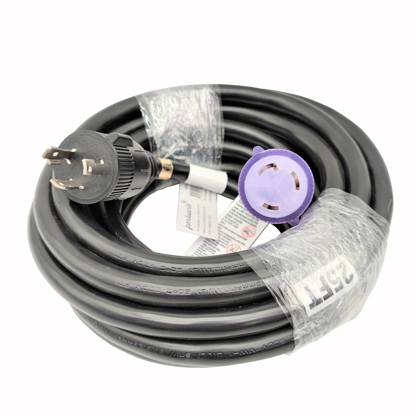 Parkworld 885620 NEMA L6-30 Extension Cord, Locking 3-Prong, 30 AMP, 250 Volts, 7500 Watts (25FT)
