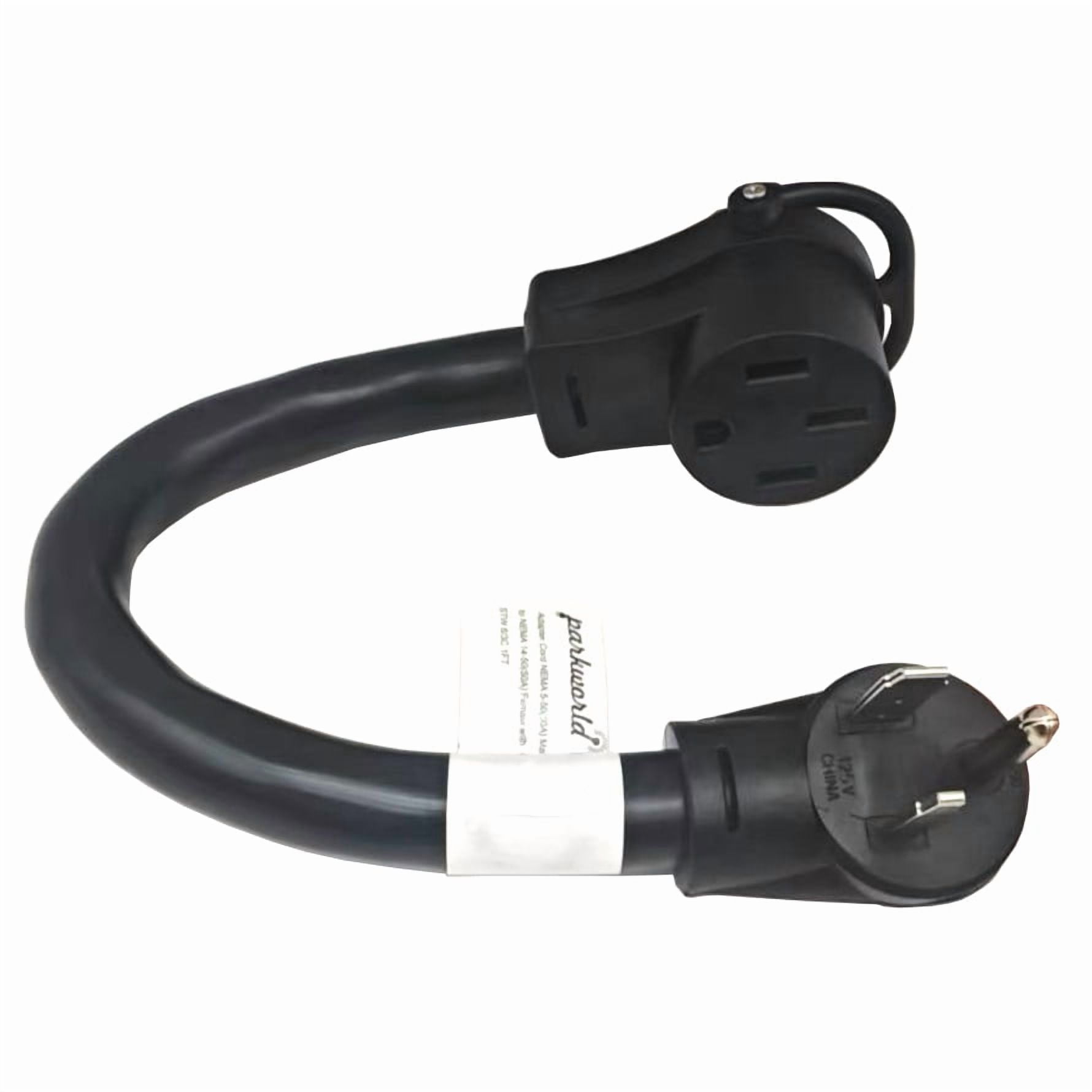 Parkworld 885811 RV adapter cord NEMA 5-50P to NEMA 14-50R (only for RV use, two hots bridged) 125V, 6250W