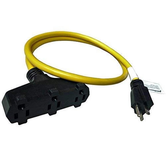 Parkworld 885903 Power Adapter Cord NEMA 5-20P Male to (3) 5-15R Household 15 AMP Female x 3, 4FT