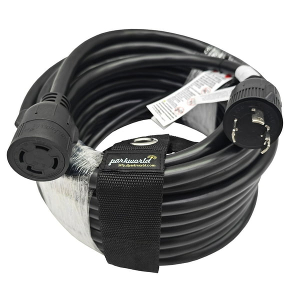 Parkworld 886009C L5-30P Male to L14-30R Generator to Transfer Switch Adapter, for Home Back Power Transfer Switch or House Panel (50FT)