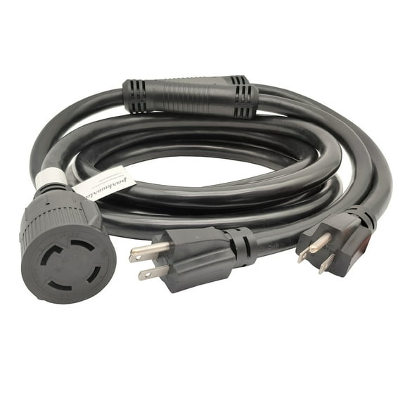 Parkworld 886115A Combiner, Household (2) 5-15 Plug Dual Males to Generator Twist Lock L14-30 Receptacle Female Y Adapter Cord (13.5 FT)