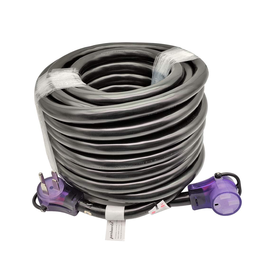 Parkworld 886177 RV 50A Extension Cord, NEMA 14-50 Extension Cord, 14-50P to 14-50R, Plug and Receptacle with Lighted (75FT)