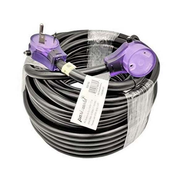 Parkworld 886184 RV 30A Extension Cord NEMA TT-30 with Handle, Camper 30amp TT-30P to TT-30R (75FT)