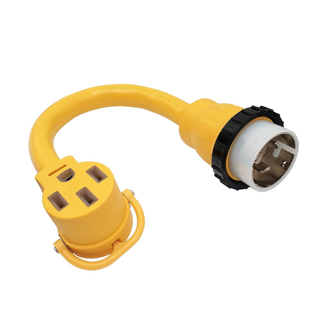 Parkworld 886399Y Shore Power 50A to RV & EV Power Adapter Cord NEMA SS2-50P to 14-50R 1.5FT (Yellow)