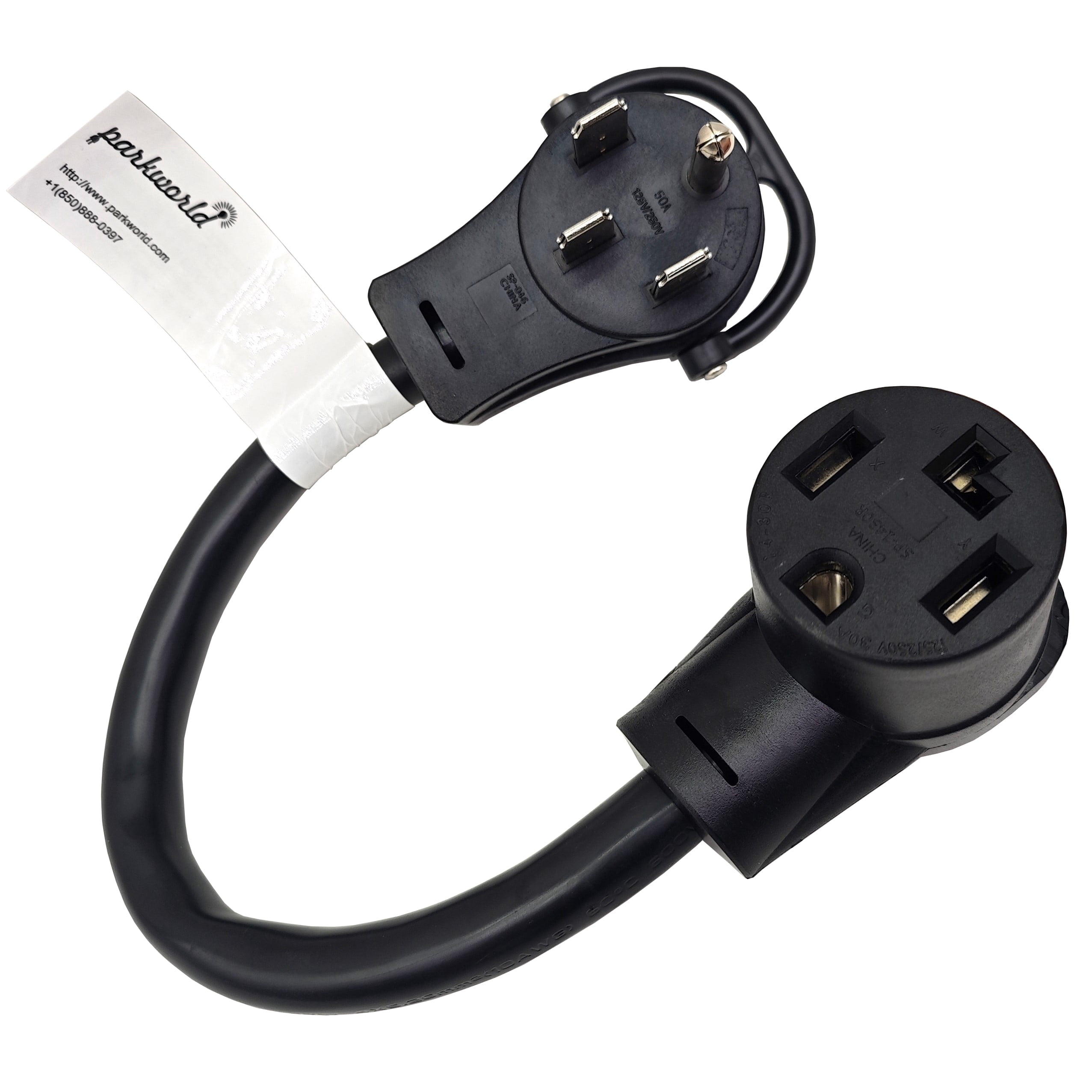 Parkworld 886658 NEMA 14 series AC Adapter Cord, RV 14-50P to Dryer 14-30R, 4 prong, 125V/250V