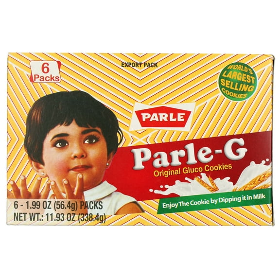 Parle-G Original Cookies, 11.93 oz, 6 Count Individually Wrapped Packs of 12 Crunchy Cookies, Ready to Eat