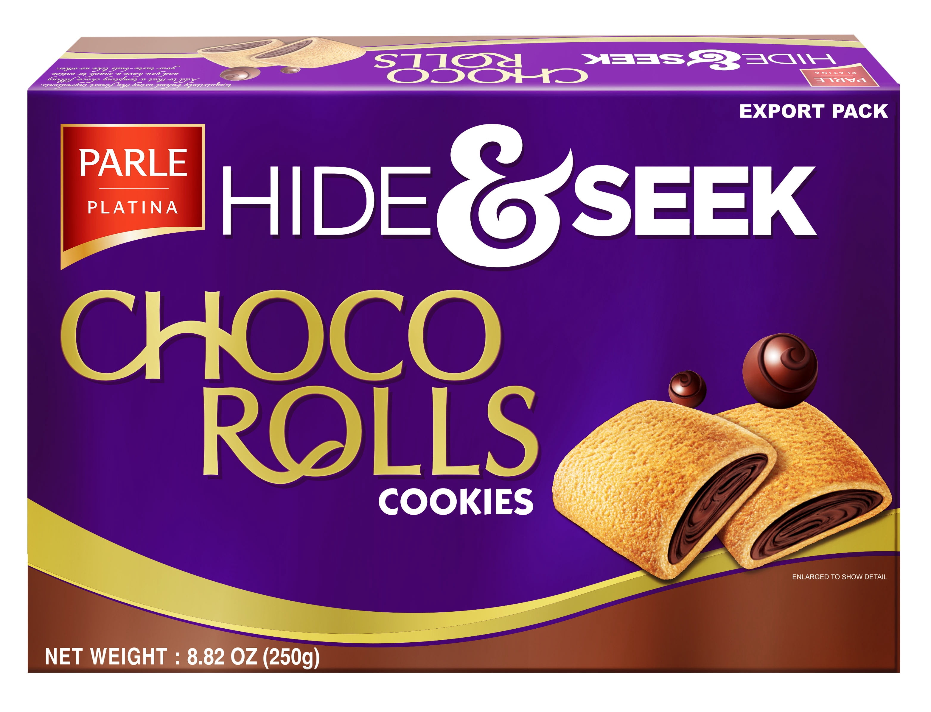 Parle Hide & Seek Choco Roll Cookies, 8.82 oz, 20 Count of 0.88 oz Individually Wrapped Cookies, Ready to Eat