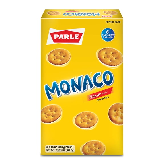 Parle Monaco Crackers 13.39 oz Box, 6 Count Packs of 10 Crispy Crackers