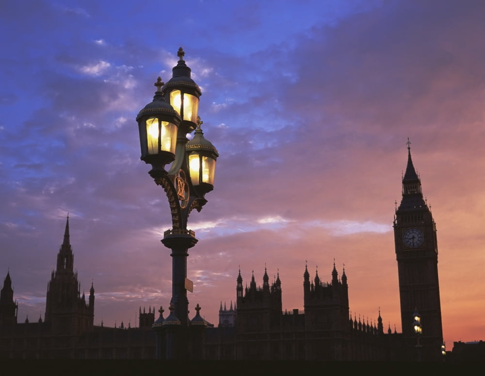 Parliament And Light At Sunset Canvas Art - Charles Bowman Design Pics (16 x 12)