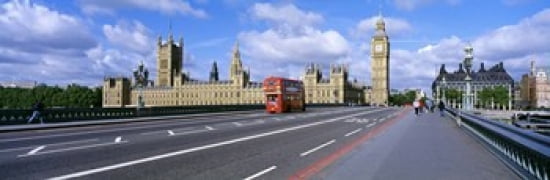 Parliament Big Ben London England Canvas Art - Panoramic Images (36 x 12)