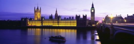 Parliament Big Ben London England United Kingdom Canvas Art - Panoramic Images (36 x 12)