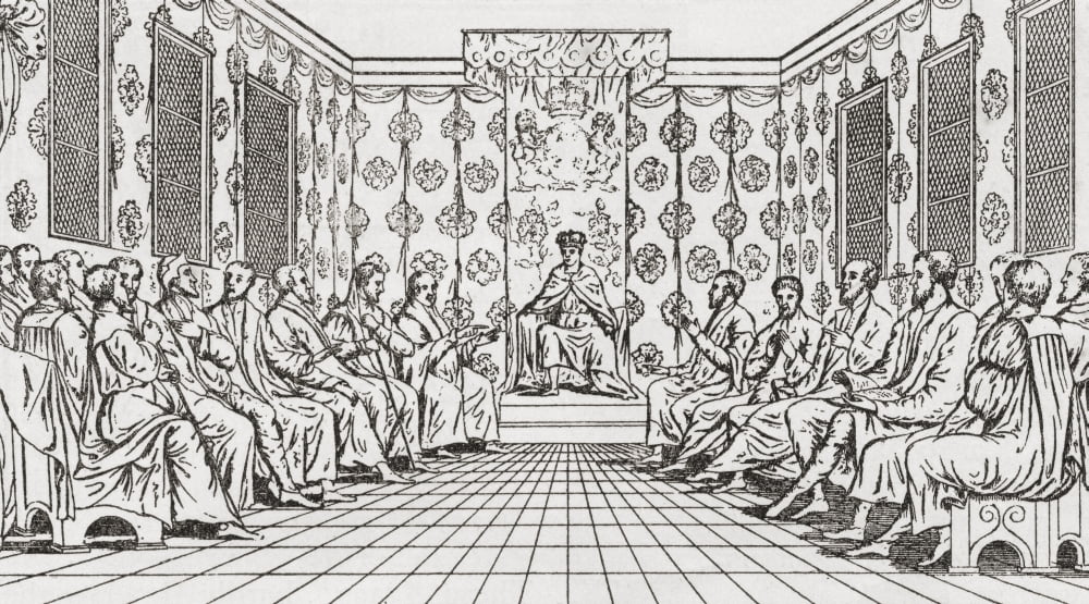 Parliament Of King Edward Vi Of England 1549 From The Strand Magazine Published 1896 Canvas Art - Ken Welsh Design Pics (38 x 20)