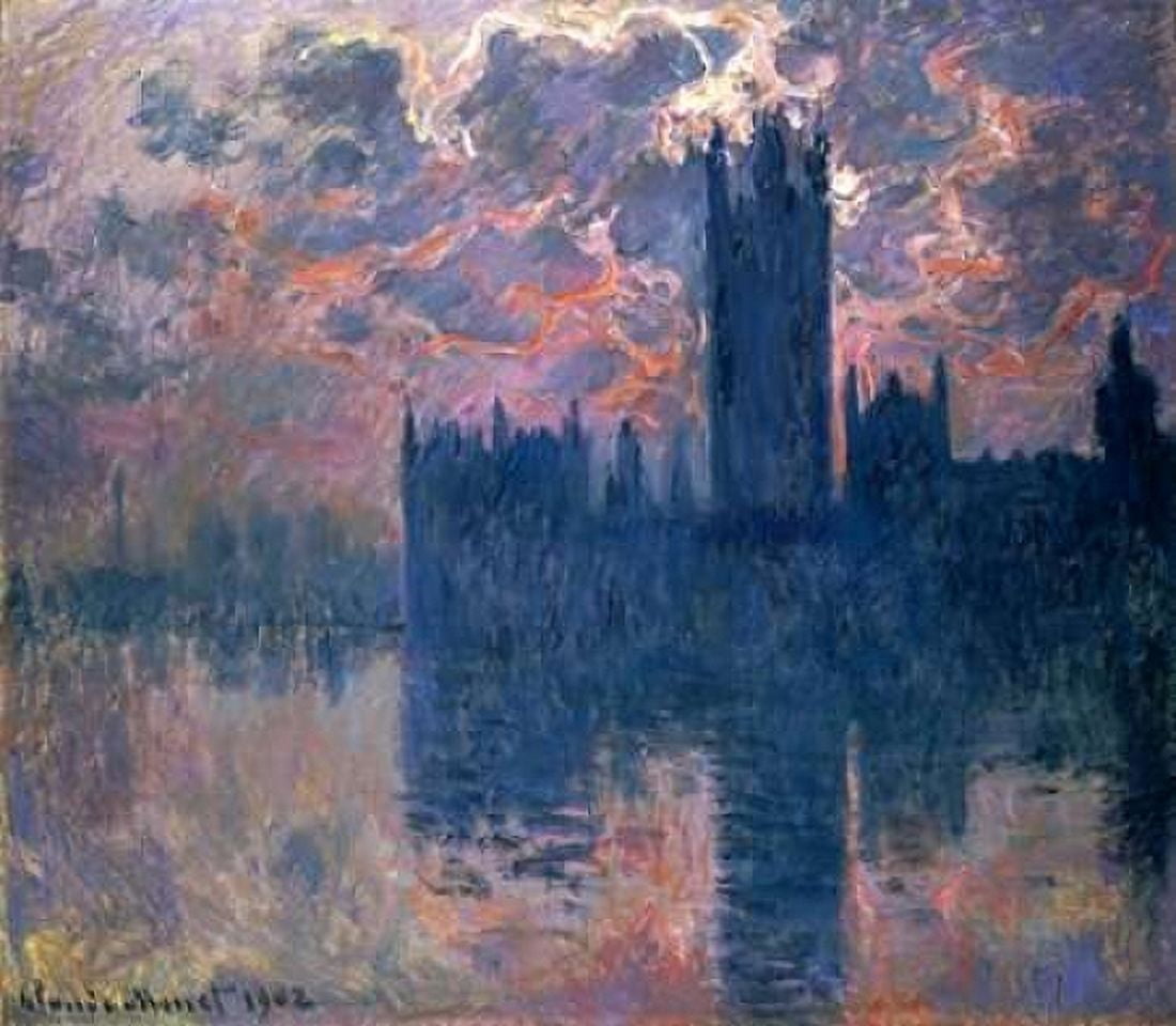 Parliament Sunset Canvas Art - Claude Monet (24 x 24)