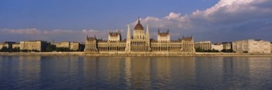 Parliament building at the waterfront Danube River Budapest Hungary Canvas Art - Panoramic Images (36 x 12)