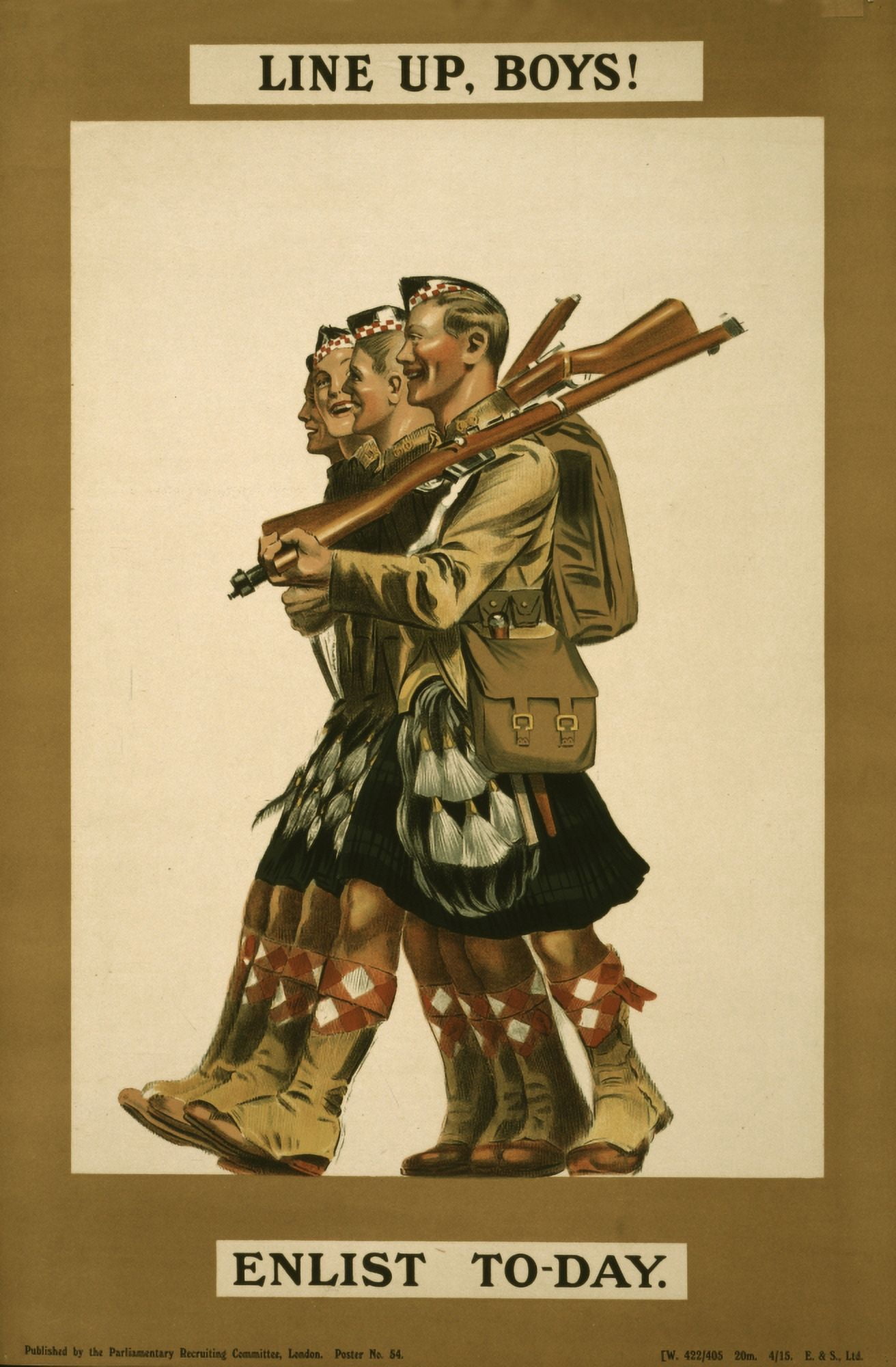 Parliamentary Rec Com How England Raised an Army 1917 Line up Boy Enlist Today Canvas Art - (24 x 36)