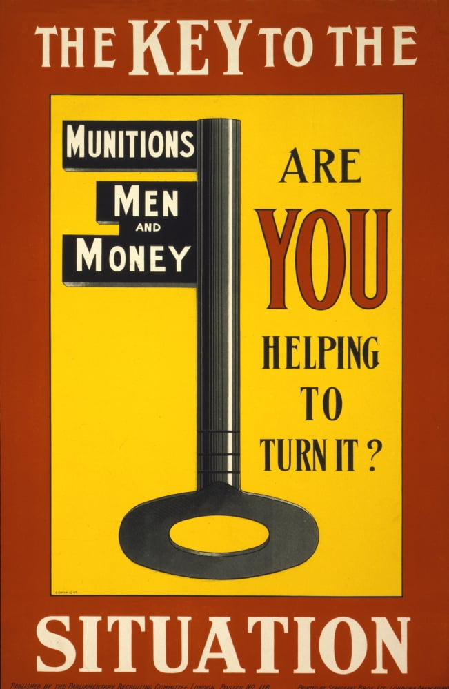 Parliamentary Rec Com How England Raised an Army 1917 The Key to the Situation Canvas Art - (18 x 24)