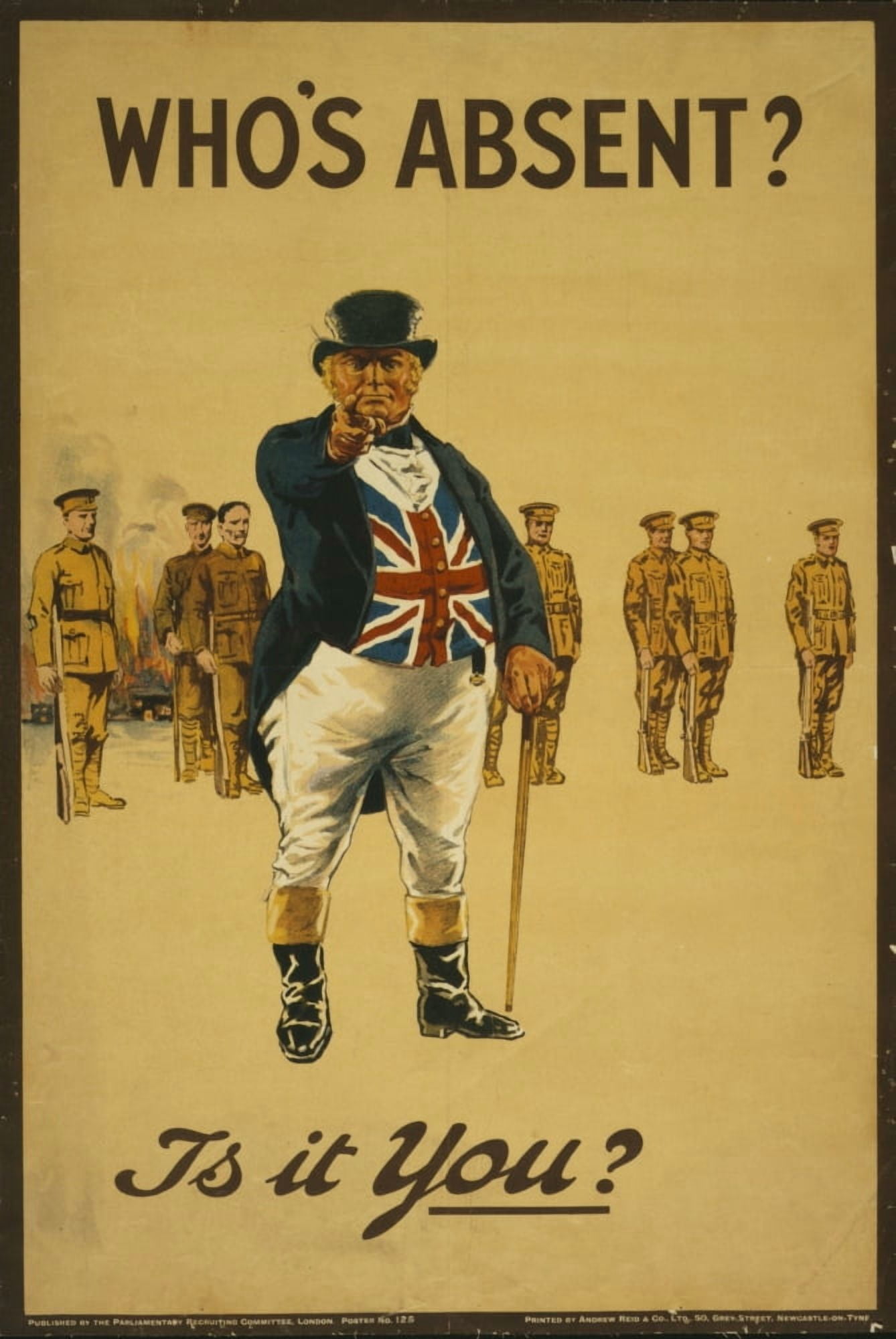 Parliamentary Rec Com How England Raised an Army 1917 Whos Absent is it you Canvas Art -  (18 x 24)