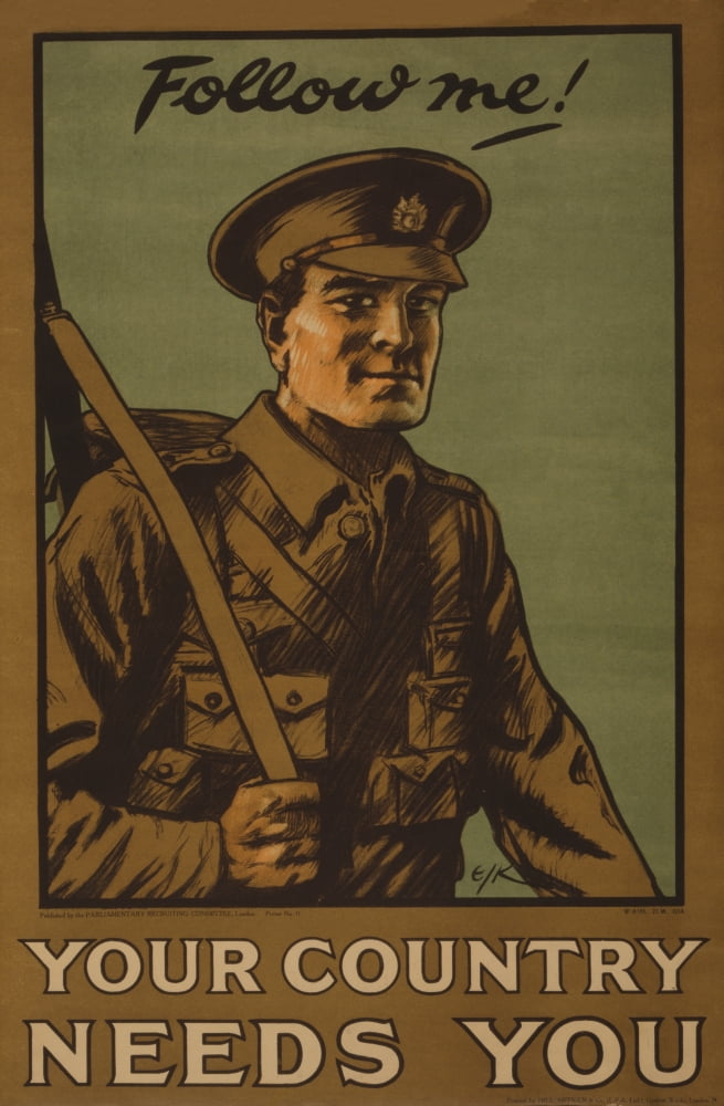 Parliamentary Rec Com WWI Poster 1914 Your Country Needs You Canvas Art - (24 x 36)