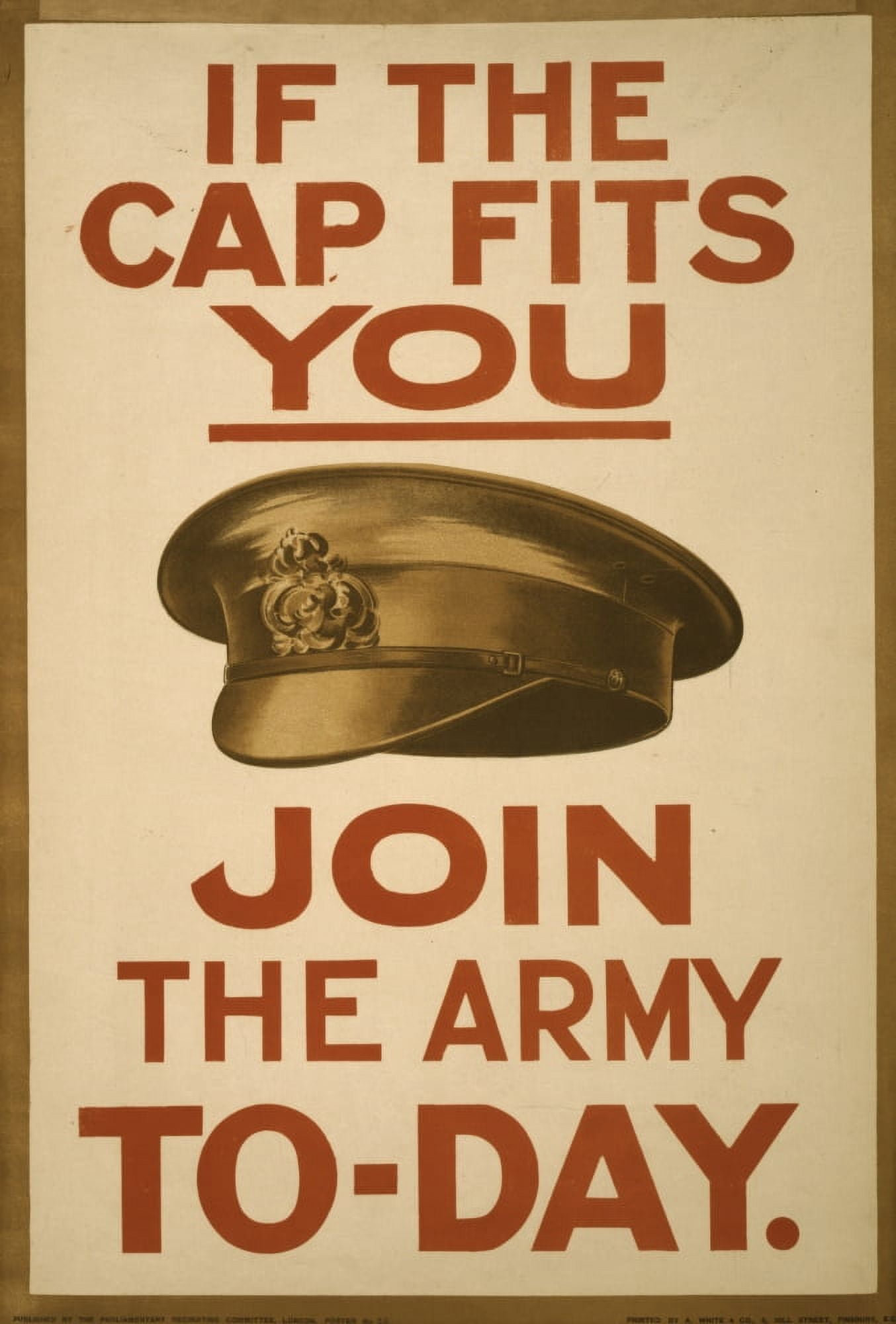Parliamentary Rec Com WWI Poster 1915 If the cap fits you join the army today Canvas Art - (24 x 36)