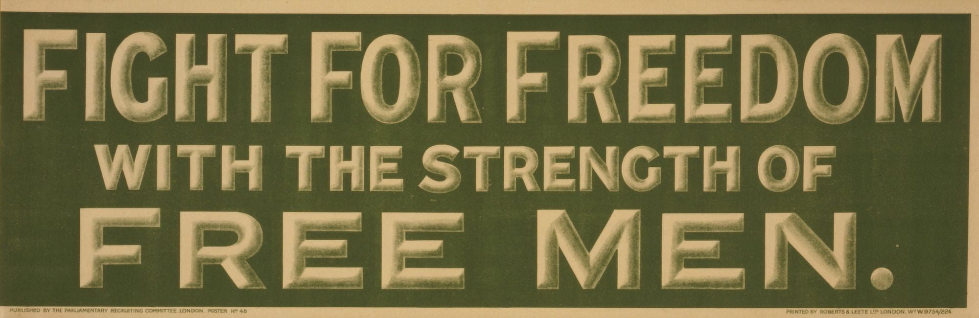 Parliamentary Rec Com WWI Recruitment Poster 1915 Fight for Freedom Canvas Art - (18 x 24)