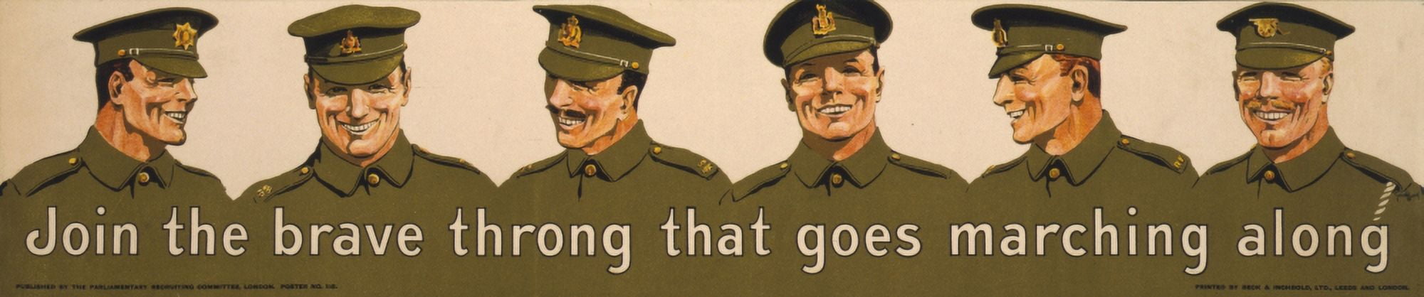 Parliamentary Rec Com WWI Recruitment Poster 1915 Join the brave throng Canvas Art - (24 x 36)