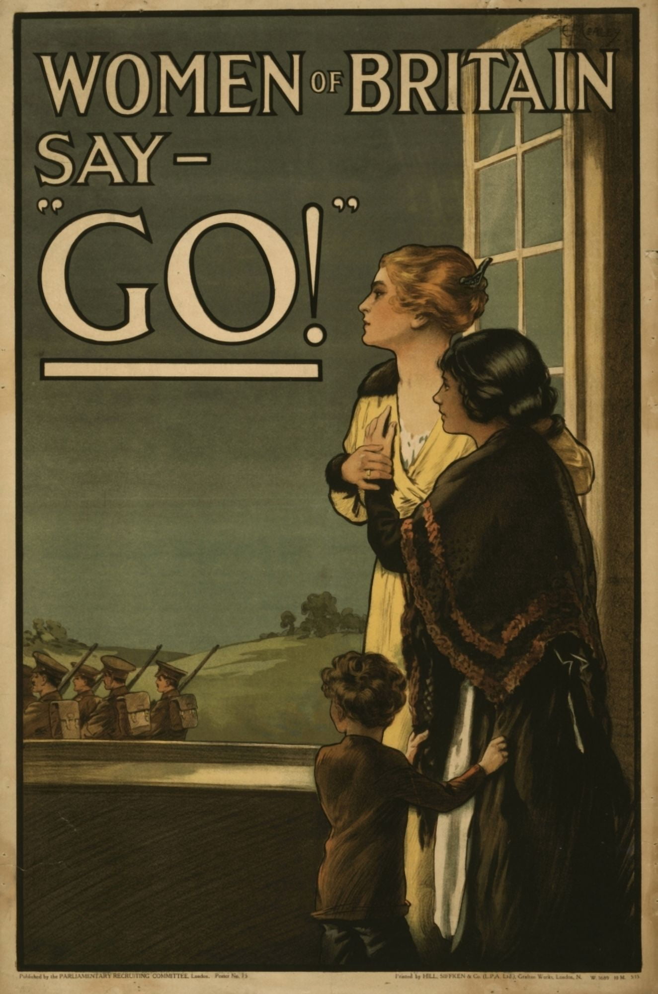 Parliamentary Rec Com WWI Recruitment Poster 1915 Women of Britain say Go Canvas Art - (18 x 24)
