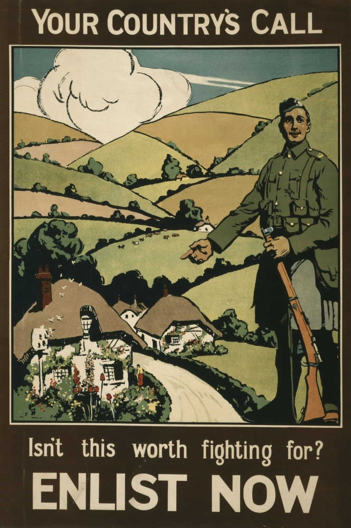 Parliamentary Rec Com WWI Recruitment Poster 1915 Your Countrys Call Enlist Now Canvas Art - (24 x 36)