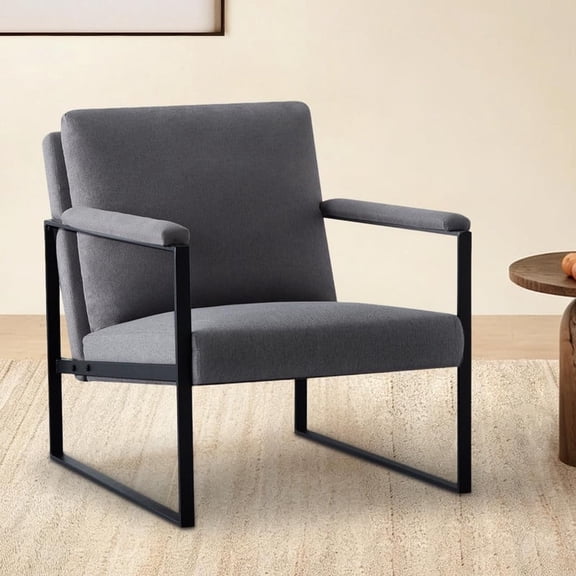 Parlor Dream Metal Frame Accent Armchair with Ergonomic Cushioning, Upholstered Armrests up to 300Ibs Ideal for Living Room, Bedroom