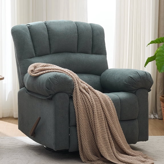ParlorDream Oversized 360° Swivel Rocker Recliner, Manual Recliner Chair with 350lbs Capacity, Green